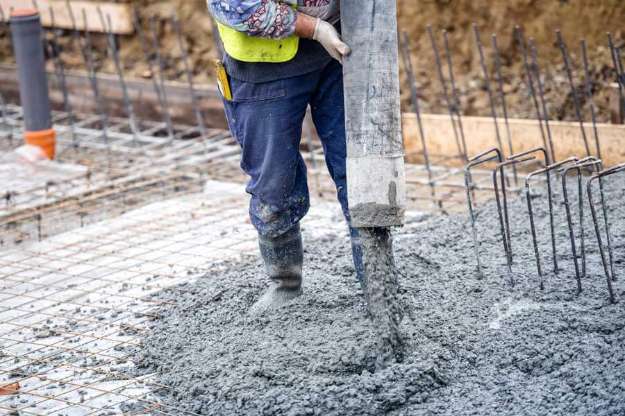 Pouring concrete at job site