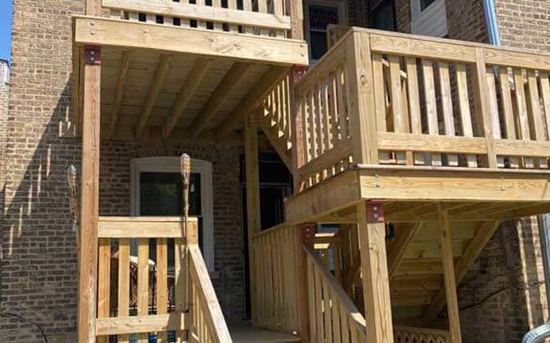 Porch rebuild on apartment building
